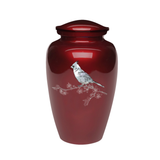 Mother of Pearl Cardinal Ash Urn | Great Human ash urn | Cardinal on Red | Quality Urns For Less