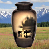 Hunting Themed Cremation Urn I "Moose in the Meadow" I Great Urn for Our Canadian Friends