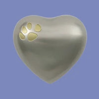Classic Paw Pewter Heart Cremation Urn | Heart Keepsake For Dog or Cat | Holds up to a 3 # Pet