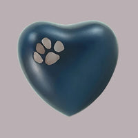 Classic Paw Blue Cremation Urn | Heart Keepsake For Dog or Cat | Holds up to a 3 # Pet