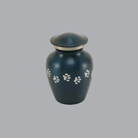 Classic Paw Blue Cremation Urn | Petite Size For Dog or Cat | Holds up to a 25 # Pet