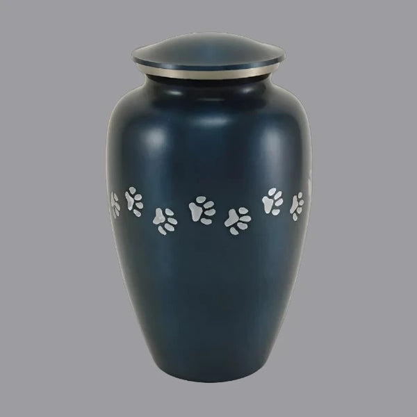 Classic Paw Blue Cremation Urn | Large Size For Dog or Cat | Holds up to a 195 # Pet