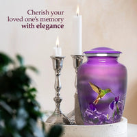 Hummingbird on Purple Human Adult Cremation | Ash urn | Quality Urns For Less