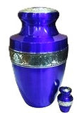 Blue urn with silver band a great low cost option