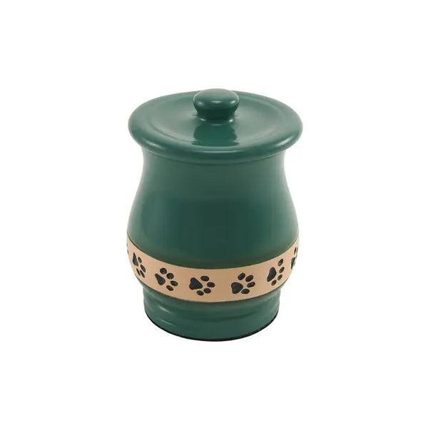 Friendship Green Paw Print Cremation Urn | Ceramic | Petite Size For Dog or Cat | Holds up to a 25 # Pet
