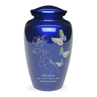 Urn for Mom/Mother | Mother of Butterflies Ash Urn on Navy Blue | Quality Urns For Less