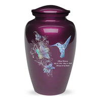 Hummingbird on Burgundy urn Grat for Mom