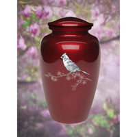 Adult cremation urn | Mother of Pearl Cardinal Ash Urn | Great Human ash urn | Cardinal on Red | Quality Urns For Less