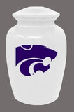 Kansas State University, Wildcats, Purple Logo on White Cremation Urn, Metal Adult Urn, Engraving Available