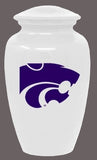 Kansas State University, Wildcats, Purple Logo on White Cremation Urn, Metal Adult Urn, Engraving Available