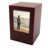 Cherry Wood Photo Cremation Urn  for Pet or Person