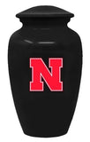 University of Nebraska, Cornhuskers, Red Logo on Black, Cremation Urn, Metal Adult Urn, Engraving Available