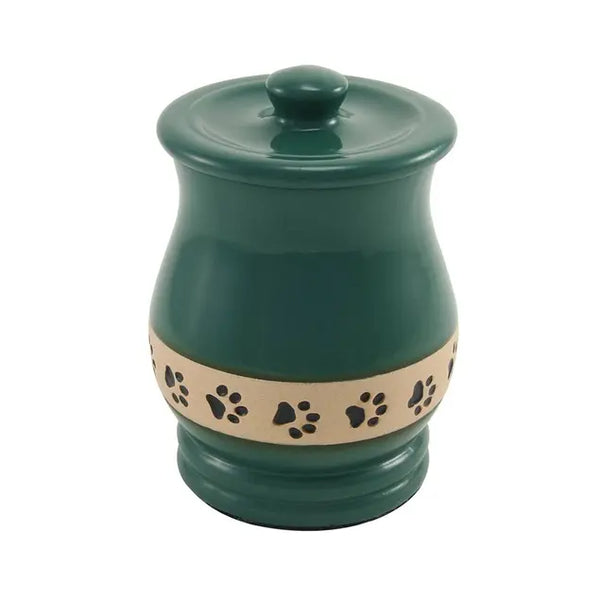 Friendship Green Paw Print Cremation Urn | Ceramic | Small Size For Dog or Cat | Holds up to a 70 # Pet