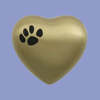 Classic Paw Brass Cremation Urn | Heart Keepsake For Dog or Cat | Holds up to a 3 # Pet