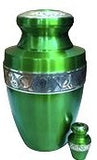Green urn with decorative band - great low cost option