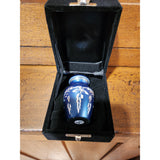 KEEPSAKE Cremation urn | PRICE EDUCED | Victorian engraved Blue style | Overstocked