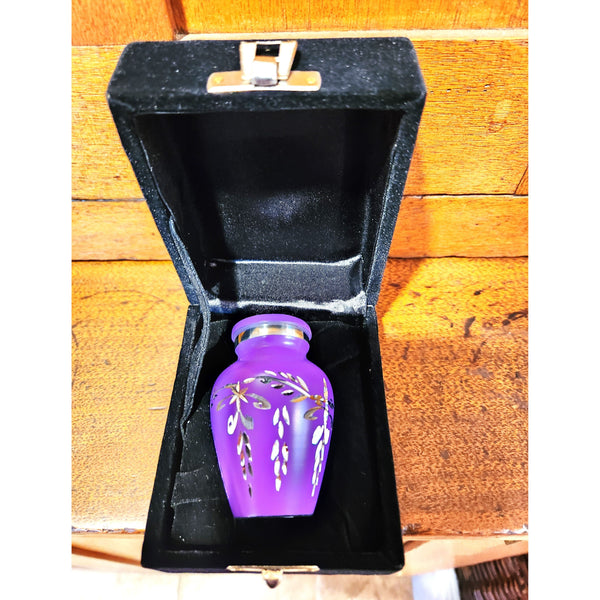 KEEPSAKE Cremation urn | PRICE EDUCED | Victorian engraved style | Purple | Overstocked (Copy)