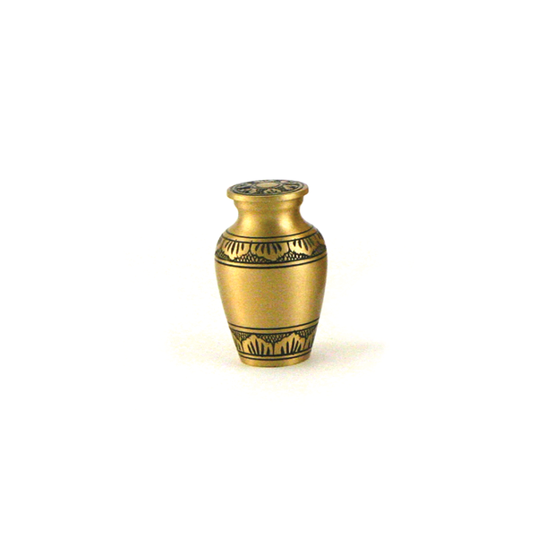 Bronze cremation urn gold coloured