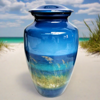 A themed beach and ocean cremation urn or beach themed ash urn
