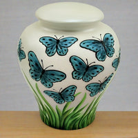 Blue Butterfly, Ceramic Urn