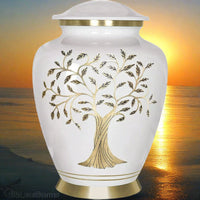 Human Adult Cremation Urn | Tree of Life Ash Urn with White background