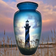 Hatteras Lighthouse Cremation Urn - Nautical Memorial Urn for Ashes