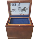 Etched Bird Frosted Glass,  Memorial Chest and Urn