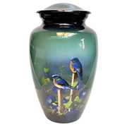 Blue Birds Adult Cremation Urn - Premium Metal Memorial for Ashes