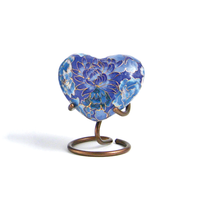 Floral Blue Elite Heart Cloisonne Cremation Urn