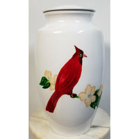 Cardinal on dogwood cremation urn | Ash urn for bird lovers | Quality urns For Less