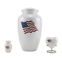 White Classic Flag, Cremation Urn