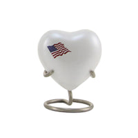 a patriotic themed heart keepsake White Classic Flag Cremation Urn