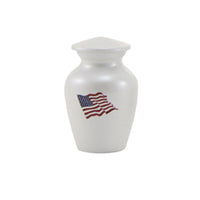 a patriotic themed keepsake White Classic Flag Cremation Urn