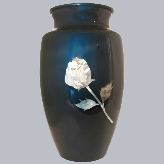 a Themed Mother of Pearl rose cremation urn
