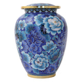 Floral Blue Elite Cloisonne Cremation Urn