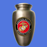 a themed marine military cremation urn or ash urn for marine veteran