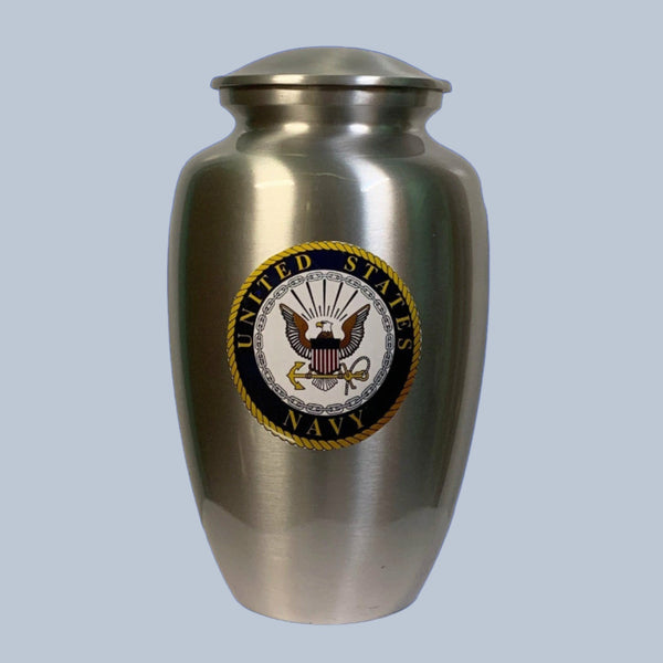 a military navy themed cremation urn or ash urn for navy veterans