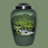 a roaring stream themed cremation urn