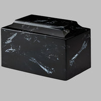 Black w/ White Veins Cultured Marble Cremation Urn | Quality Urns For Less