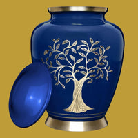 Human Cremation Urn | Tree of Life Ash Blue Urn includes bag | Quality Urns For Less