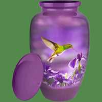 Hummingbird on Purple Human Adult Cremation | Ash urn | Quality Urns For Less
