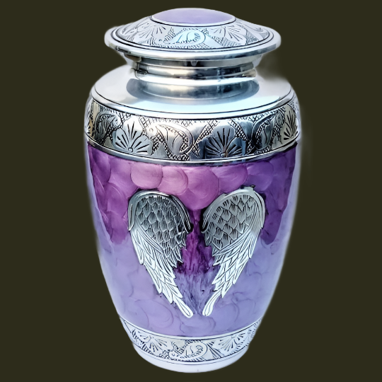 Purple Angel Wings Cremation Urn | Unique ash urn| Quality Urns For Less