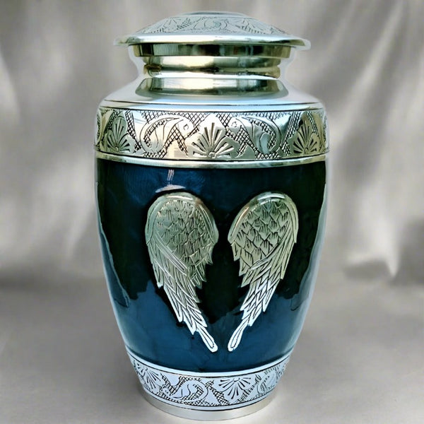 Blue Angel Wings Cremation Urn | Unique ash urn | Quality Urns For Less