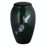 Green Mother of Pearl Butterfly Cremation Urn 