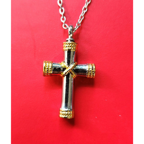 Cremation Jewelry Pendant and necklace | Gold & Silver Cross Ash Cremation Pendant | Quality Urns For Less