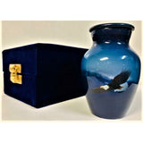 a patriotic themed cremation urn