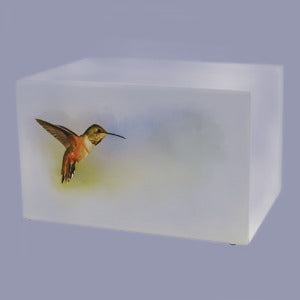 Value, low cost, Hummingbird cremation urn, offered by Vision Medical