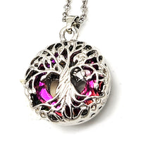 Cremation Jewelry | Iridescent  Red Crystal Ring with Tree of Life Ashes Pendant with Necklace-Memorial Gift-Sentimental Keepsake-Ashes Jewelry