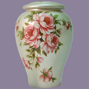 Rose Bouquet Ceramic Cremation Urn - Hand-Painted Memorial for Women