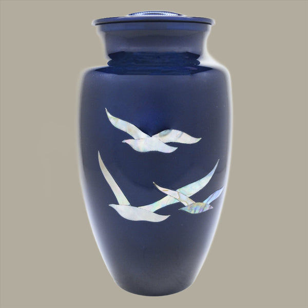 a Mother of Pearl Going Home Doves themed Cremation Urn